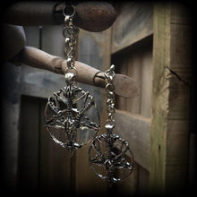 Load image into Gallery viewer, 00 gauge weights Baphomet ear weights 14mm ear hangers 10mm tunnel dangles Gauged earrings for stretched lobes Plug dangles 16mm 14mm gauges