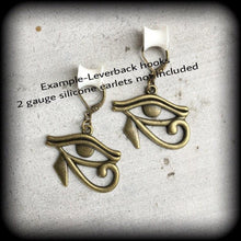 Load image into Gallery viewer, Eye of Horus earrings Eye of Ra Eye of Horus Egyptian Evil eye Occult Esoteric Plug earrings Gauged earrings Pierced ears Tunnel earrings