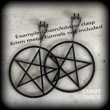 Load image into Gallery viewer, Pentagram earrings Witchy earrings Pagan earrings Halloween earrings Pentacle earrings Nature Pan Goddess earrings Pierced ears Gauges Plugs