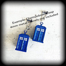 Load image into Gallery viewer, Tardis ear weights Phone box Dr Who Tom Baker Daleks Science Nerd Geek Plug earrings Gauged earrings Ear hangers Tunnel dangles 00g 0g 2g 4g