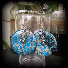 Load image into Gallery viewer, Jasper earrings, Sea sediment jasper earrings, Nautical earrings, Jasper jewlery, Blue earrings, Tunnel earrings, Plug earrings, Ocean