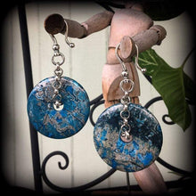Load image into Gallery viewer, Jasper ear weights, Sea sediment jasper, 2 gauge weights, 4 gauge, 6 gauge, Tunnel dangles, Hanging gauges, Ear hangers, Gauged earrings 00g