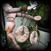 Load image into Gallery viewer, 8mm 6mm 4mm Ear weights, Stone ear hangers, 2 gauge, 0 gauge, Fossil, Ear hangers, Plug dangles, Hanging gauges, Earrings for stretched ears