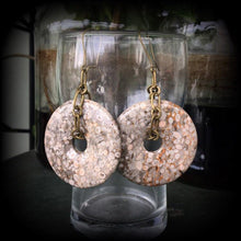 Load image into Gallery viewer, Coral earrings, Agatized coral, Fossil earrings, Tunnel earrings, Coral jewelry, Fossil jewelry, Prehistoric earrings, For pierced ears