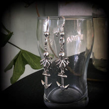 Load image into Gallery viewer, 6mm, 2 gauge, Octopus ear hangers, Anchor Plug dangles, Lovecraft, Squid, Nautical Tunnel dangles, Kraken, Gauged earrings, Gauges, Tapers