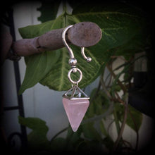 Load image into Gallery viewer, Rose quartz earring, Crystal earring, Single earring, Plug earring, Tunnel earring, Quartz jewelry, Single ear weight, Single ear hanger