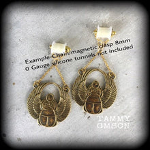 Load image into Gallery viewer, Scarab beetle, Ear hangers, Egyptian weights, Tunnel dangles, Plug dangles, Plug weights, Hanging gauges, Earrings for stretched lobes