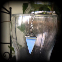 Load image into Gallery viewer, Single Opalite earring, Moonstone earring, Single ear hanger, Single ear weight, Single dangle earring, Single tunnel earring, One earring