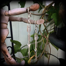 Load image into Gallery viewer, Arrow ear weights Artemis ear hangers Sagittarius Gauged earrings Plug earrings Hanging gauges Tunnel dangles 00g 0g 2g 4g 6g 8g 10g 12g 14g