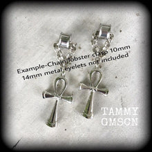Load image into Gallery viewer, 00 gauge Ear weights, 10mm, 12mm, 14mm, Ankh ear weights, Ankh Ear hangers, Egyptian earrings, Plug dangles, Tunnel dangles, Gauges, 16mm