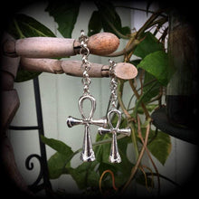 Load image into Gallery viewer, 00 gauge Ear weights, 10mm, 12mm, 14mm, Ankh ear weights, Ankh Ear hangers, Egyptian earrings, Plug dangles, Tunnel dangles, Gauges, 16mm