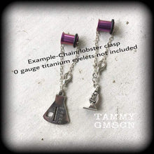 Load image into Gallery viewer, Science ear hangers, Geek gifts, Tunnel earrings, 2g, 0g, 00g, Gifts for nerds, Plug earrings, Microscope, Beaker, Science, Chemistry, Gauge