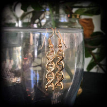 Load image into Gallery viewer, DNA earrings Science earrings Nurse earrings Molecule earrings Genetics gift Nerd gift Geek gift DNA strand DNA helix Biology earrings gift