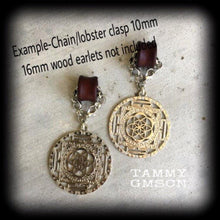 Load image into Gallery viewer, Chakra earrings, Flower of Life earrings, Sacred Geometry, Geometric jewelry, Fractal earrings, Seed of life jewelry, Tunnel earrings 8g 6g