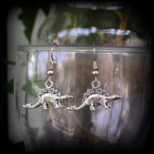 Load image into Gallery viewer, Dinosaur earrings Stegosaurus earrings Dinosaur jewelry Jurassic earrings T Rex 4mm tunnel earrings Reptile jewelry 6 gauge plug earrings