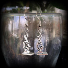 Load image into Gallery viewer, Geek earrings Science lab earrings Plug earrings Microscope earrings Science earrings Tunnel earrings Science jewelry Chemistry earrings