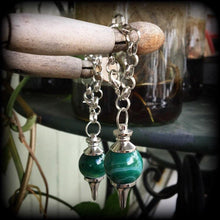 Load image into Gallery viewer, Green agate ear weights, 10mm weights, 00 gauge tunnel dangles, Plug dangles, Ear hangers, 12mm weights, Hanging gauges, 14mm, 16mm weights