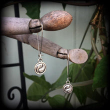 Load image into Gallery viewer, Yin Yang earrings, Chakra earrings, Zen earrings, Plug earrings, Yoga earrings, Witchy earrings, Pagan earrings, Meditation earrings, Gauges