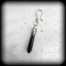 Load image into Gallery viewer, Single earring, Single Gemstone ear weight, Stone earring, Black Onyx earring, Single weight, Tunnel dangle, Gauged earring, Plug earring