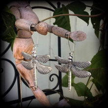 Load image into Gallery viewer, Dragonfly earrings, Boho earrings, Nature earrings, Animal jewelry, Fairy earrings, Dragonfly jewelry, Plug earrings, Tunnel earrings