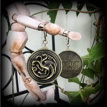 Load image into Gallery viewer, Targaryen, Game of Thrones, Ear hangers, Dragon, Ear weights, Dragon jewelry, Valyrian jewelry, Fire and Blood, Plug dangles, Hanging gauges