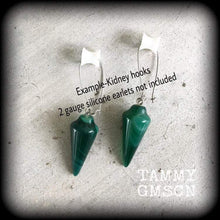 Load image into Gallery viewer, Onyx earrings Gemstone earrings Green onyx earrings Dangle earrings Stone earrings Organic earrings 2g Plug earrings Tunnel earrings Gauges