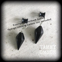 Load image into Gallery viewer, Black onyx earrings Gemstone earrings Stone earrings Pendulum Gypsy Boho earrings Crystal earrings 3mm 4mm 5mm Plug earring, Tunnel gauges