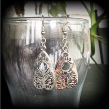 Load image into Gallery viewer, Ouija earrings Planchette earrings Planchette jewelry Occult jewelry Esoteric jewelry Seance earring 3mm Tunnel dangles 8mm Plug earrings 0g