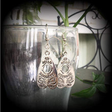 Load image into Gallery viewer, Halloween earrings Ouija earrings Planchette earrings Planchette jewelry Occult jewelry Seance earring Tunnel dangles 8mm Plug earrings 0g