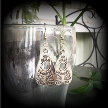 Load image into Gallery viewer, Ouija earrings Planchette earrings Planchette jewelry Occult jewelry Esoteric jewelry Seance earring 3mm Tunnel dangles 8mm Plug earrings 0g