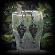 Load image into Gallery viewer, Hot air balloon earrings Steampunk earrings Heart earrings Plug earrings Circus earrings Carnivale jewelry 3mm tunnel earrings Ear weights