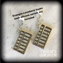 Load image into Gallery viewer, Abacus earrings Math jewelry Science earrings Nerd earrings Geek jewelry Accounting earrings Plug earrings Tunnel earrings 3mm 4mm 5mm 6mm