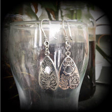 Load image into Gallery viewer, 3mm 8 gauge Ouija plug dangle Planchette Tunnel dangles 2 gauge ear hangers Esoteric jewelry 4mm gauges 8 gauge hangers 8mm Gauged earrings