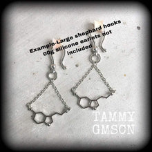 Load image into Gallery viewer, Molecule earrings Serotonin earrings Science earrings Chemical compound earrings 8g Plug earrings 3mm tunnel earrings Gauged earrings Gauges