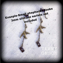 Load image into Gallery viewer, Tattoo ear hangers, Swallow ear weights, 6 gauge, 4 gauge, Bronze weights, Hanging gauges, Gauged earrings, Plug gauges, Tunnel dangles 0g