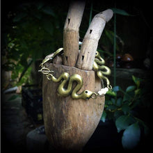 Load image into Gallery viewer, Damballah bracelet Voodoo bracelet Bronze bracelet Snake Bracelet Voodoo 'Ascending Snake' bracelet with bone white howlite stone beads