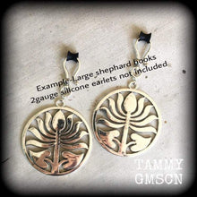 Load image into Gallery viewer, Lotus earrings Boho earrings Planet earrings Zen jewelry Yoga earrings Yoga jewelry Dangle earrings Statement earrings Large earrings Gauges