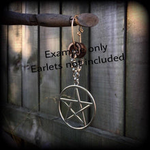Load image into Gallery viewer, 00 gauge 10mm weights Pentagram ear hangers Pentacle Tunnel dangles Gauged earrings Plug dangles Tunnel hangers Plug hangers Hanging gauges