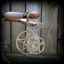 Load image into Gallery viewer, 00 gauge 10mm weights Pentagram ear hangers Pentacle Tunnel dangles Gauged earrings Plug dangles Tunnel hangers Plug hangers Hanging gauges