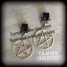 Load image into Gallery viewer, 00 gauge 10mm weights Pentagram ear hangers Pentacle Tunnel dangles Gauged earrings Plug dangles Tunnel hangers Plug hangers Hanging gauges