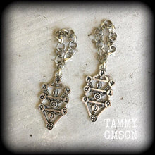 Load image into Gallery viewer, 00 gauge 10mm 0gauge 8mm ear weights Tree of Life ear hangers Quaballah jewelry Sephiroth gauges Tunnel dangles Plug dangles Hanging gauges