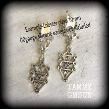Load image into Gallery viewer, 00 gauge 10mm 0gauge 8mm ear weights Tree of Life ear hangers Quaballah jewelry Sephiroth gauges Tunnel dangles Plug dangles Hanging gauges