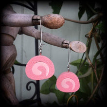 Load image into Gallery viewer, Cake earrings Kitsch earrings Sponge cake Cake jewelry Food jewelry Junk food jewelry Pink earrings Gifts for girls Gifts for her Gauges