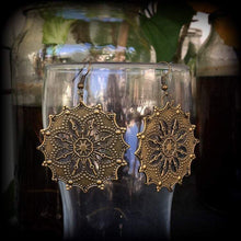 Load image into Gallery viewer, Mandala earrings Geometric earrings Sacred Geometry Fractal earrings Mandala jewelry Tunnel earrings Plug earrings Fractal jewelry 2g 4g 6g