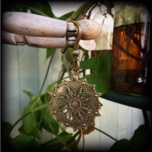 Load image into Gallery viewer, 2 gauge weights 6mm mandala ear weights 4 gauge 5mm Bronze ear hangers 8 gauge plug dangles 0 gauge Gauged earrings Tunnel dangles Gauges 6g