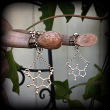 Load image into Gallery viewer, Caffeine ear hangers, 2 gauge ear weights, Hanging gauges, Magnetic clasp, Gauged earrings, Earrings for stretched ears, Plug dangles 0g 2g