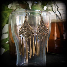 Load image into Gallery viewer, Statement earrings Boho earrings Dangle earrings Artemis earrings Goddess jewelry Tunnel earrings Plug earrings Chandelier earrings Gauges