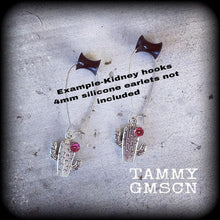 Load image into Gallery viewer, Cactus earrings, Succulent earrings, Plant jewelry, Vegan earrings, Cactus jewellery, Tunnel earrings, Plug earrings, Flower earrings