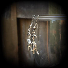 Load image into Gallery viewer, Dinosaur earrings Dinosaur jewelry Jurassic earrings Parasaurolophus T Rex Jurassic jewelry Tunnel earrings Reptile jewelry Plug earrings