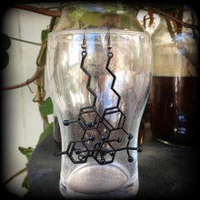 Load image into Gallery viewer, THC earrings THC Molecule Science earrings Weed jewelry Pot Mary Jane Nerd earrings Ear hangers Plug earrings Tunnel earrings Plug dangles